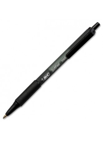 Soft Feel Retractable Ball Pen, Medium point, 0.7mm, Black ink, Dozen